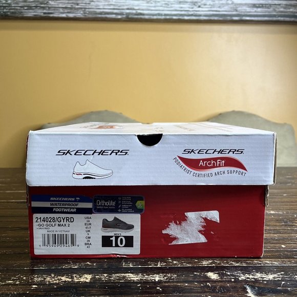 Skechers Men's Max 2 Arch Fit Waterproof. Grey/Red.(214028WW/GYRD). size 10 - Picture 6 of 6